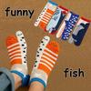 Funny and Cute Split-toe Mid-tube Socks Abstract Ugly and Cute Flower Eel Aquarium Couple Girlfriends Personality Trendy Socks