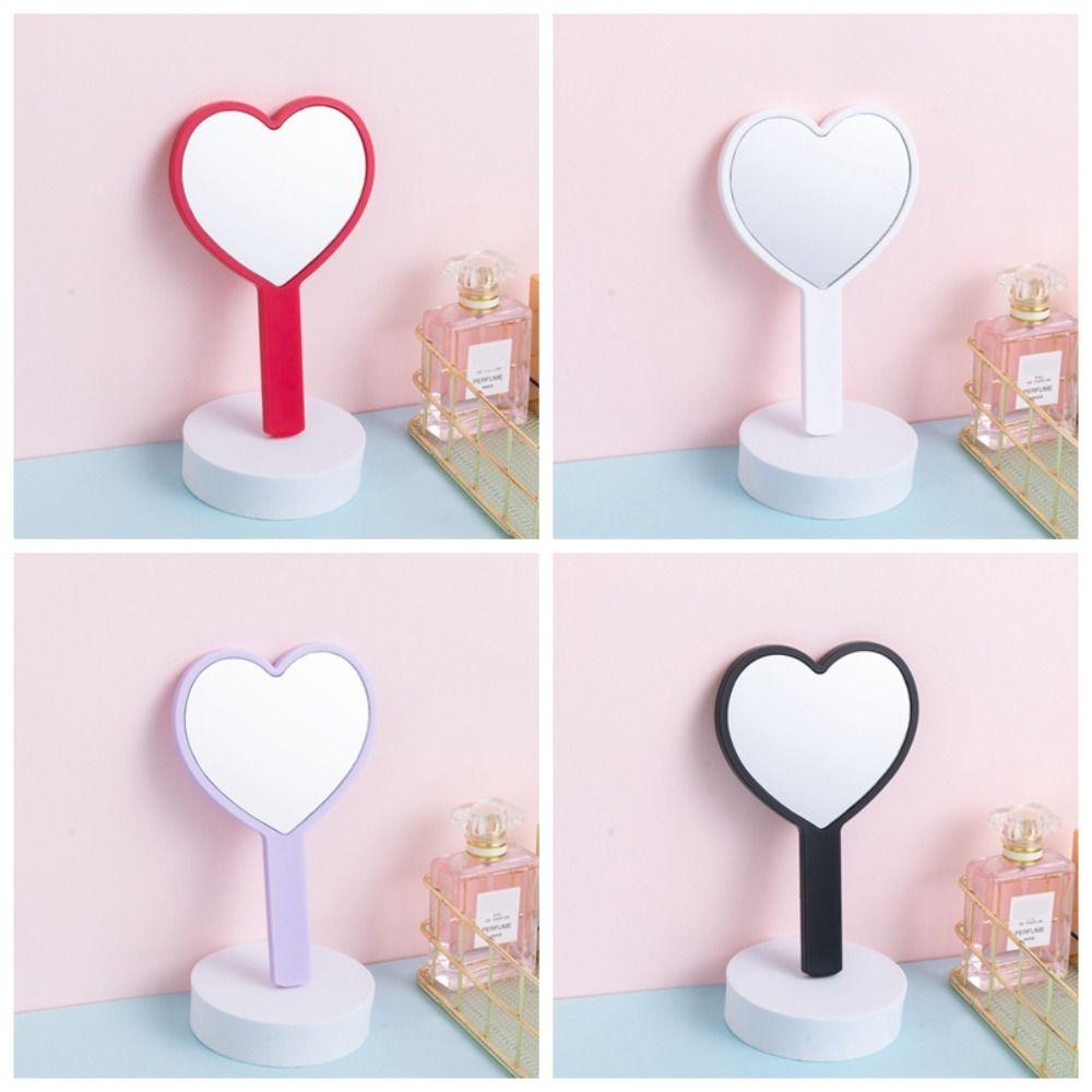 Cute Love Makeup Mirror Sweet Vanity Mirror Durable Heart Handle Mirror Eyelash Extensions