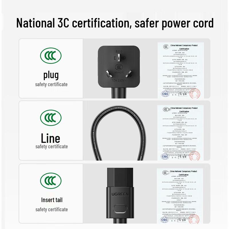 Ugreen Стандартный 3-контактный кабель питания