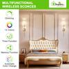 Depuley Battery Operated Wall Sconce: Set of 2 Wireless Wall Lights with 10000mAh Dimmable Bulbs and Remote for Bedroom - Rechargeable 15 Colors Gold