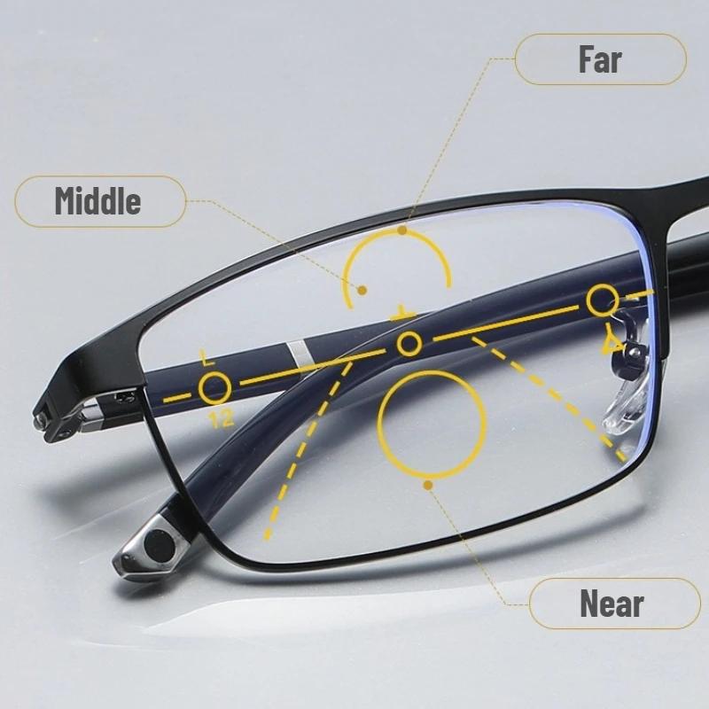 Smart Progressive Photochromic Reading Glasses Men Quality Multi-Focus Anti Blue Ray Business Eyeglasses Fashion Near-farEyewear