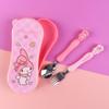 Lilpang Infant My Melody Mascot Spoon Fork Case Set MM6561, Mixed Colors, Case + Spoon + Fork, 1 Set, Korean Popular Tableware