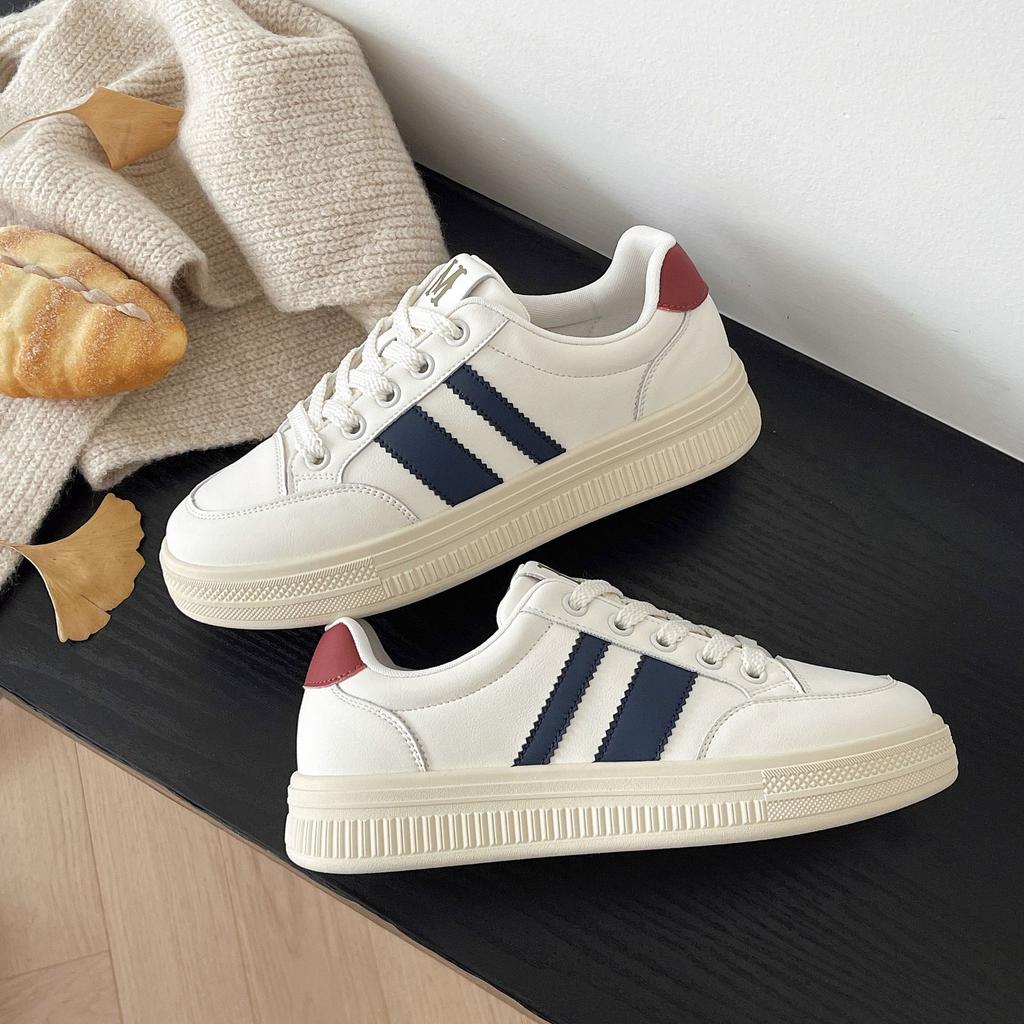 Fashion Versatile Color Matching Little White Shoes Women's Autumn 2024 New Comfortable and Lightweight Flat-bottomed Casual Sports Shoes