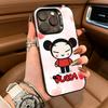 Cute Cartoon Pucca Garu For iPhone 17 16 15 14 13 12 11 Pro Max XS  17 Air Silicone Colored Silver Bumper Cover