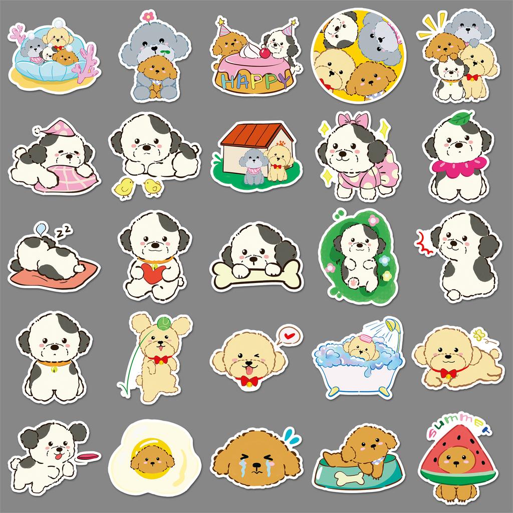 50 Teddy Dog Graffiti Stickers Personalized Cartoon Cute Dog Decoration Mobile Phone Water Cup Shell Stickers