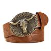 Floral Engraved Buckle Western Cowboy Belts PU Leather Leather Belt Fashion Waistband Belts  Jeans