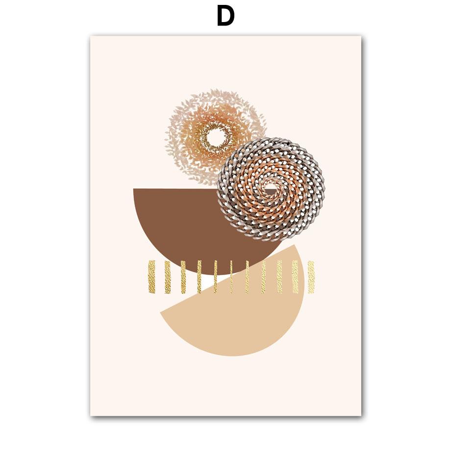 Leaves Sun Line Geometry Boho Wall Art Posters And Prints Abstract Nordic Gallery Canvas Painting Pictures For Living Room Decor