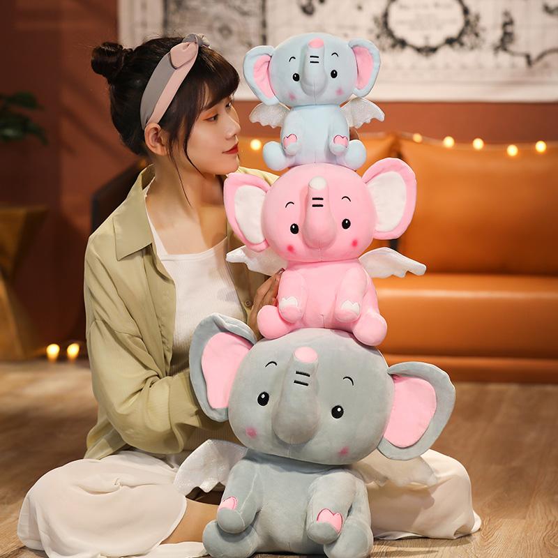 Милый ангел-слон, мягкая игрушка, мультяшный мягкий слон, плюшевая кукла-животное, детская спящая успокаивающая кукла, подарок на день Святого Валентина для девочек