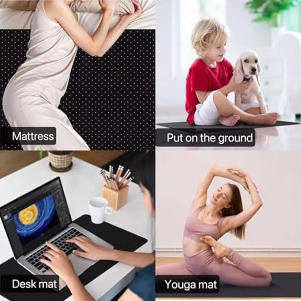 Заземляющий коврик для кровати Противоскользящая накладка из ПУ кожи с заземляющим шнуром Улучшает сон Снимает стресс и боль