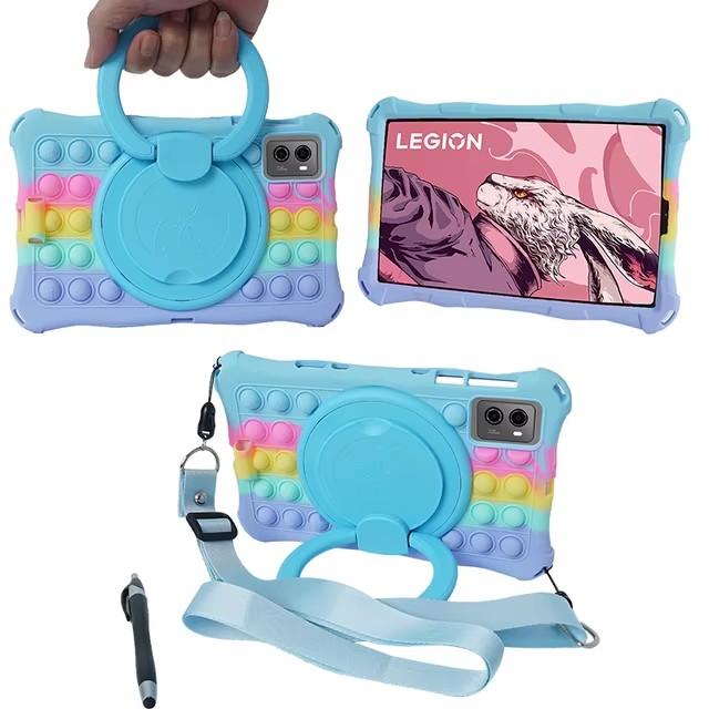 Soft Silicone Shell Kids Case For Lenovo Y700 2025 TB-321FU Legion Y700 Gen 2 TB-320FU 2023 Case 360 Rotating Stand Cover