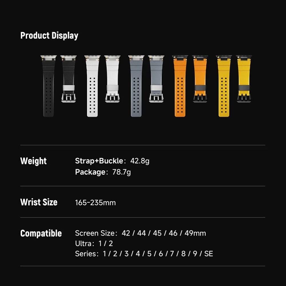 Резиновый ремешок класса люкс для Apple Watch Series 10 46 мм браслет для iWatch Ultra 2 49 мм 9 8 7 45 мм 6 5 4 se 44 мм 42 мм мужской ремешок