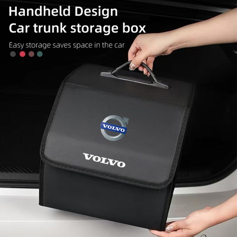 rxply2 Leather Car Trunk Storage Box Large Capacity Auto Accessorie For Volvo Rdesign V60 V40 XC90 S60 C30 XC60 V50 V70 S90 Olestar AWD