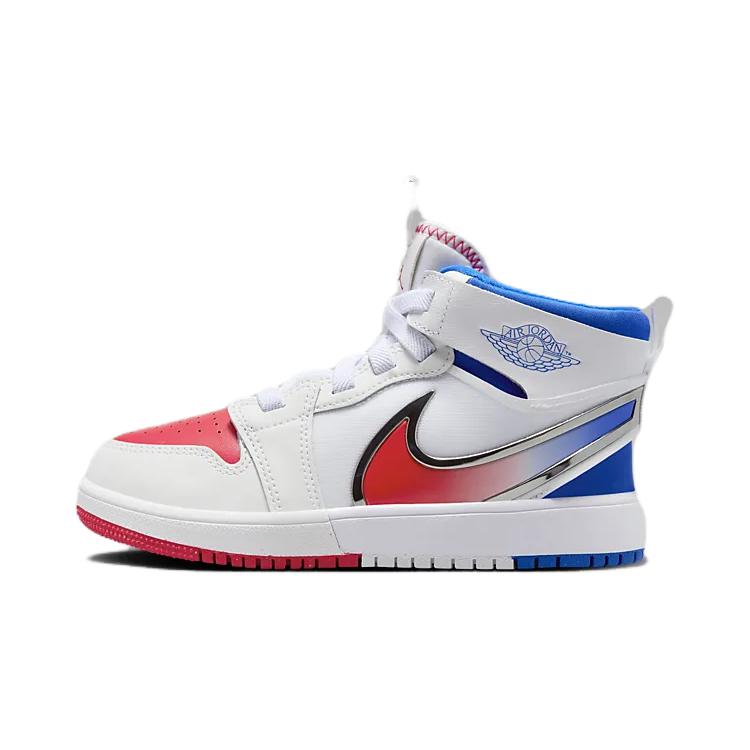 Air Jordan 1 Mid RM EasyOn PS White Racer Blue Red Kids Sneakers Siren-Red FQ1282-100