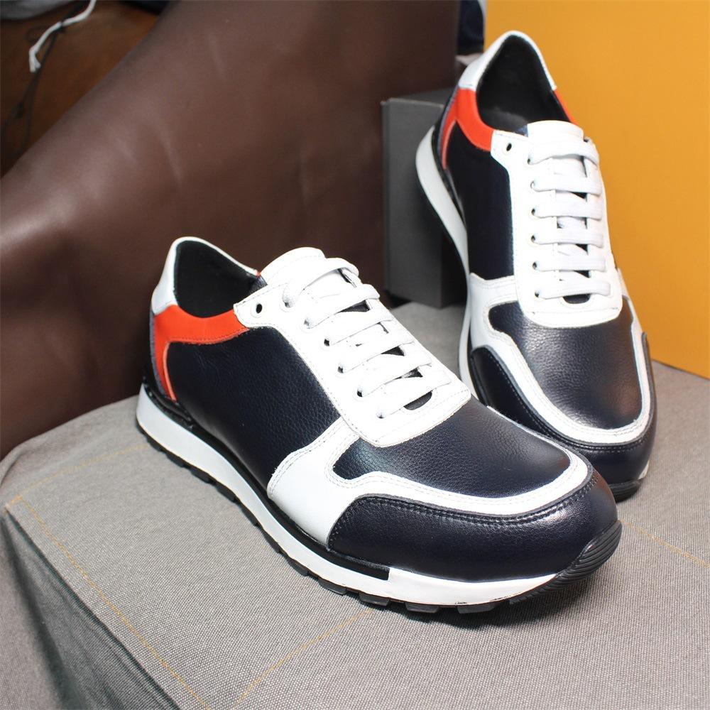 Trendy Brand Sports Shoes Men'S Contrasting Colors Fashion Leather Travel New Casual Shoes Non-Slip And Wear-Resistant British Style Running Shoes Men