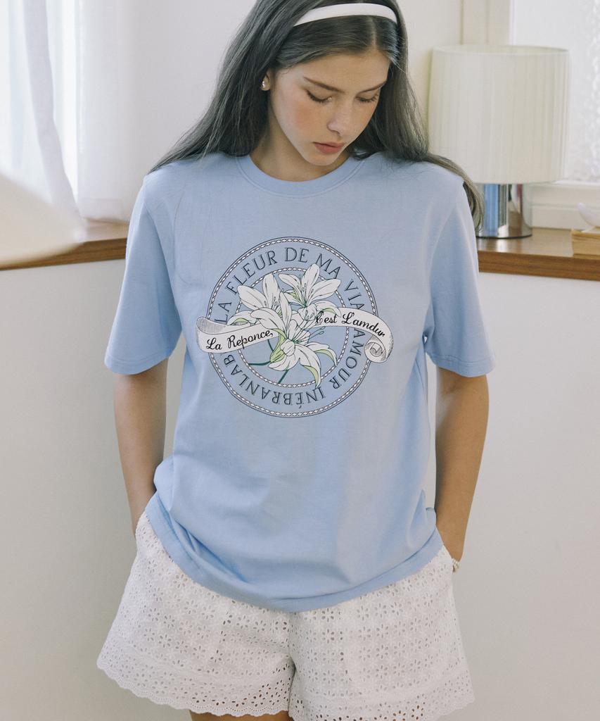 NONLOCAL Lily Print T-Shirt - Light Blue