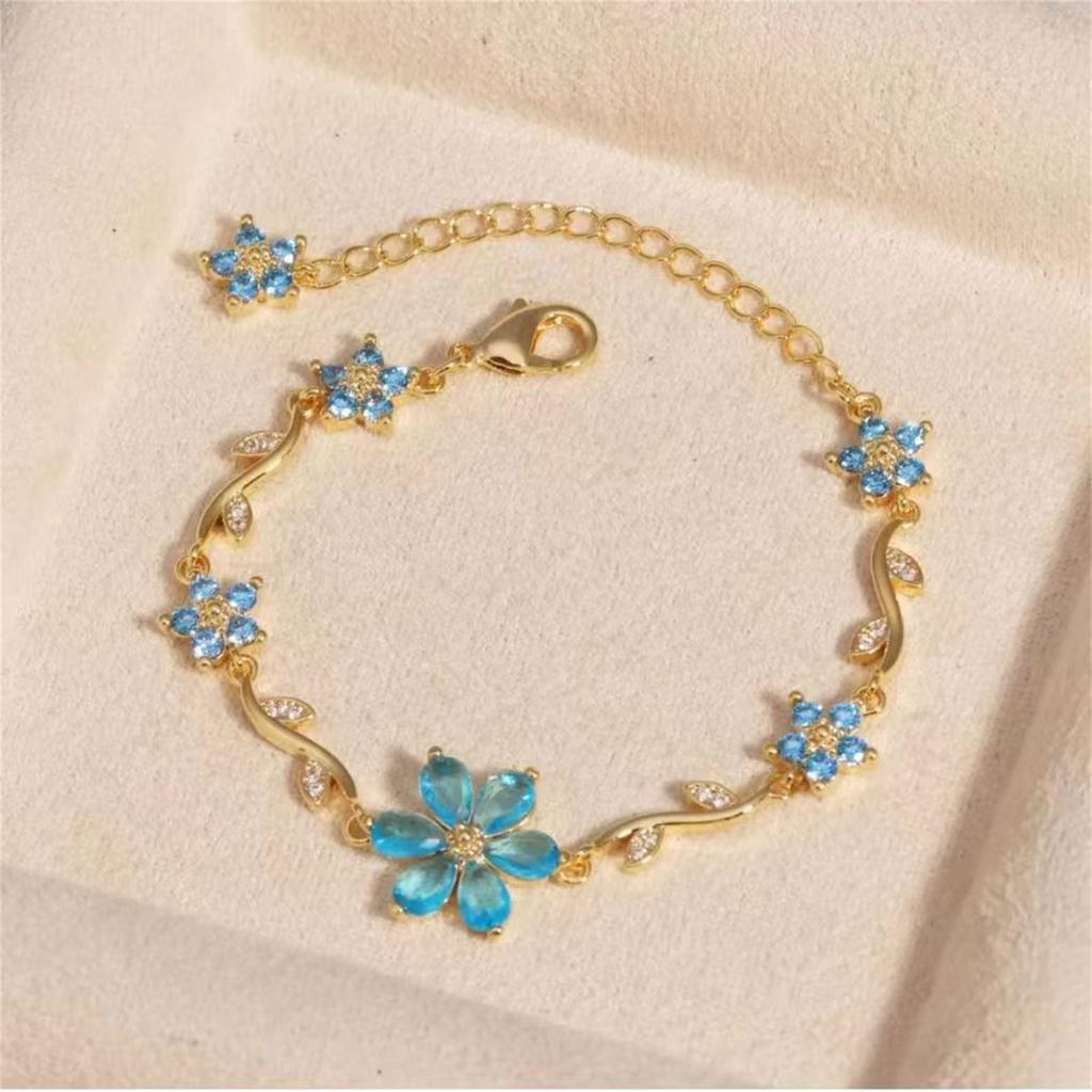 Милый и Цветочный Браслет из Меди с Цирконом в Виде Бабочки, Подарок на День Святого Валентина