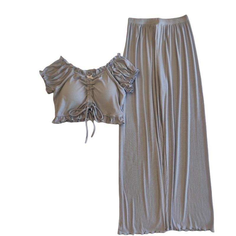 Женский летний комплект пижамы из модала с пышными рукавами и встроенными чашечками - Сексуальная домашняя одежда Pure Desire