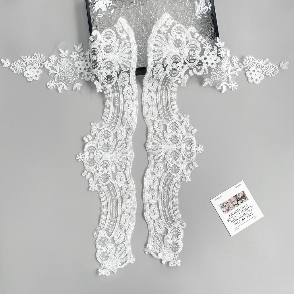 White Mesh Embroidery Floral Cloth Sticker Clothing Dress Wedding Top Vest Decorative Accessories Cloth Sticker Accessories