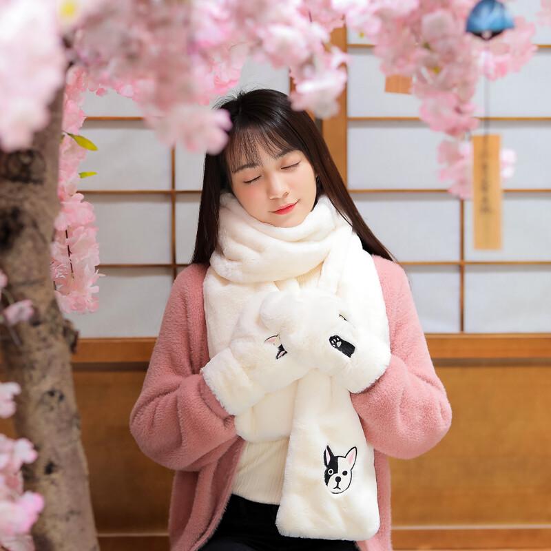 Женский зимний подарочный набор шарф и перчатки