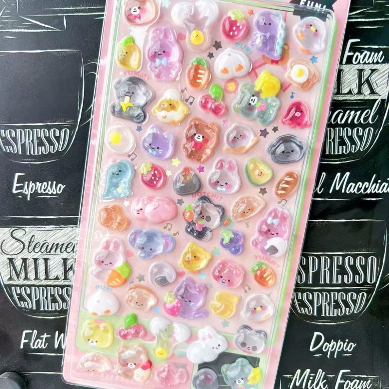 3D Мультяшные Кристальные Бриллиантовые Пухлые Наклейки для Детей - Милые Декоративные Наклейки для Девочек