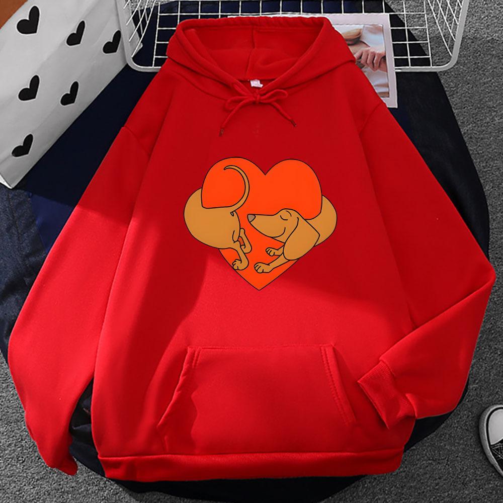 Dachshund Heart Funny Graphic Hoodie Fashion Design Autumn Winter Men Women Sweatshirt Fleece Oversized Couples Casual Hoodies