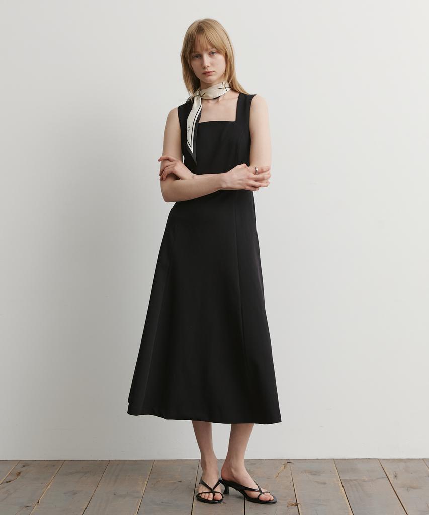 Artid Flare Sleeveless Long Dress_Black