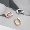 Серьги-пусеты Wave Round Rectangular с одним камнем, без никеля (1 пара)