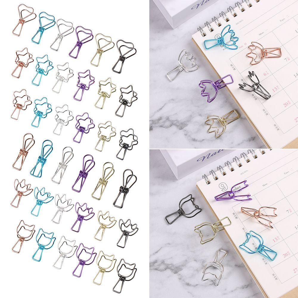 DIY School Stationery Solid Color Metal Fish Clip Office Supply Binder Clip Hollowed Out Design
