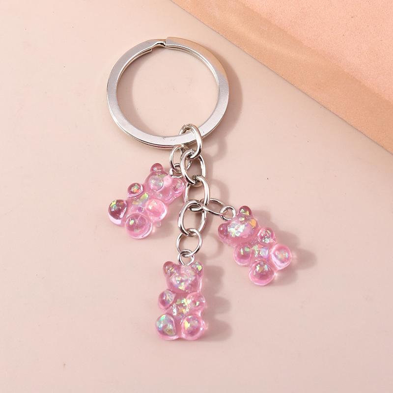Cute Resin 3D Bear Keychain Charms Animal Keyrings Pendant for Women Girls Handbag Charms Car Keyholder DIY Jewelry Accessories