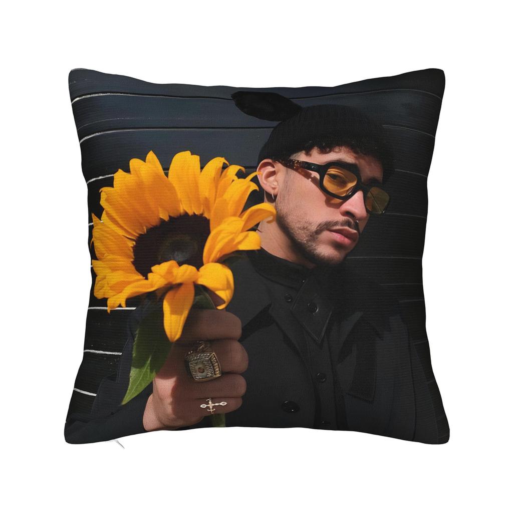 Singer Bad Bunny Pillowcase Doublesided Printing Polyester Cushion Cover Decorative  Throw Pillow Case Cover Home