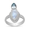 Natural Pear Shape Moonstone Solid 925 Sterling Silver Teardrop Rings For Women & Girls
