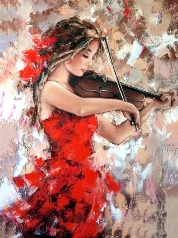 5d Алмазная картина Красота Скрипка Вышивка крестиком Полный Круглый Алмазная вышивка Портрет Горный хрусталь Комплект Домашний Декор