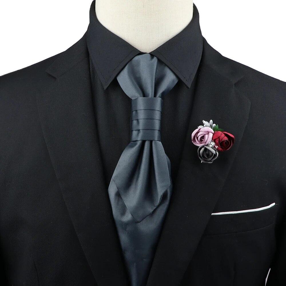 Мужской, Галстук с пейсли, Набор брошей для галстука, Красный, Черный, Регулируемый галстук, Роскошный, Смокинг, Свадьба жениха,