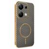 Phone Case For Xiaomi Redmi Note 13 Pro 4G/14S 4G/Poco M6 Pro 4G Carbon Fiber Textured Electroplated TPU Back Cover