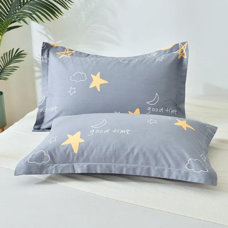 Pure Cotton Pillow Cover A Pair of Thick Cotton Printed Large Pillow Cover Adult Pillow Set