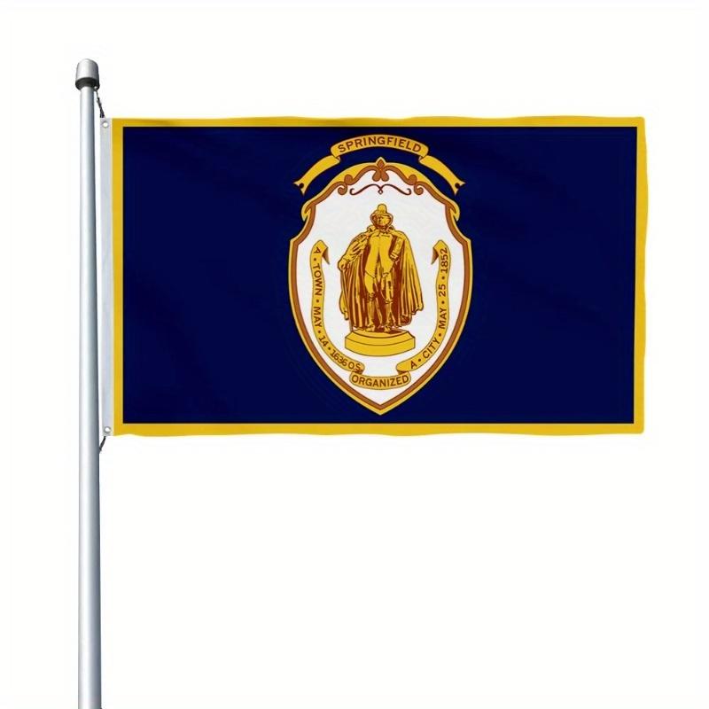 1pc Multi-Size Optional Springfield, Massachusetts Flag | Single-sided Printed, Perforated, Multipurpose Cloth Flag, Wall Hanging, Large Outdoor Flag,