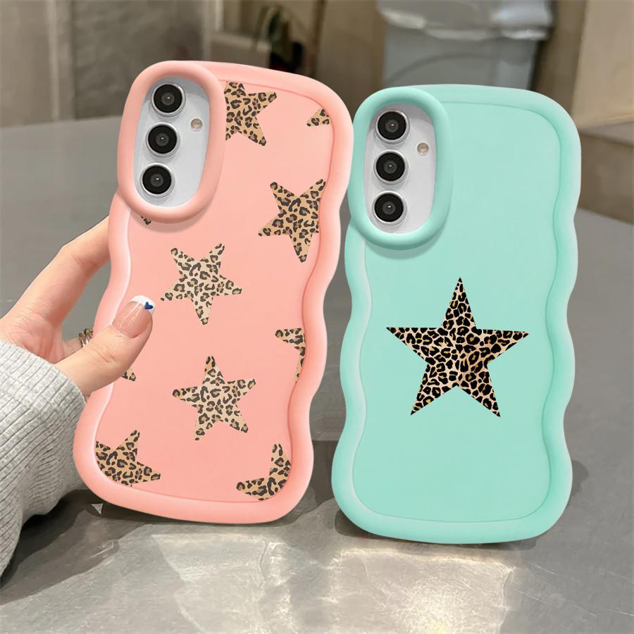 Мягкий чехол для телефона для Samsung Galaxy A14 A16 A15 A21s A11 A13 A52 A12 A04 A22 A23 A53 A03 A06 A05 A33 Дизайн Леопардовая Звезда