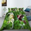 Hummingbird Duvet Cover Set King/Queen Size Small And Cute Tropical Bird Yellow Flower Green Leaves  Bedding Set Women