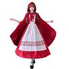 Лонгпен Лолита Красная Шапочка с Горничной Ведьмой Готический Набор Одежды с Формальным Молодежным Школьным Фестивальным Платьем, Накидкой, Женский, Взрослый, Красный,