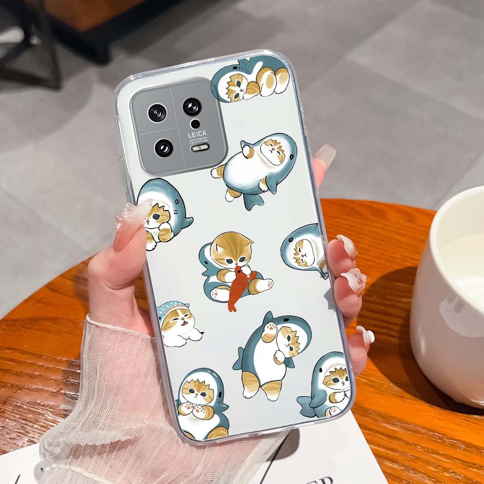 Для Xiaomi 13 14 12 12S 12T 12X Ultra Lite Poco M7 X7 Pro чехол для телефона милый мультяшный рисунок животного прозрачный силиконовый защитный чехол для Xiaomi Capa
