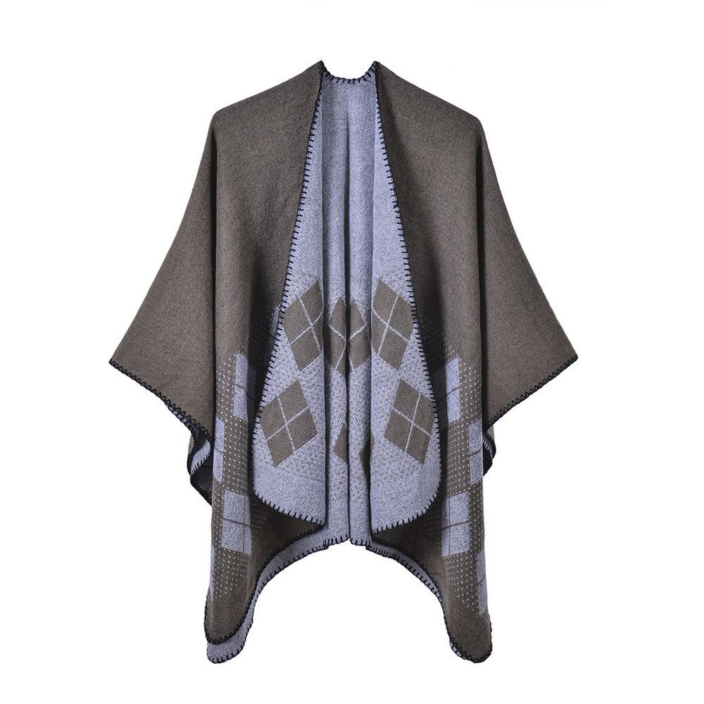 Ponchos Coat Cashmere Scarves Women Winter Warm Shawls And Wraps Pashmina Thick Capes Blanket Femme Scarf