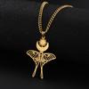 Skyrim Moon Sun Butterfly Подвеска Ожерелье Женщин Титановая сталь Золотого Цвета Цепочка На Шею Винтаж Колдовство Ювелирные Изделия Подарок На День Рождения