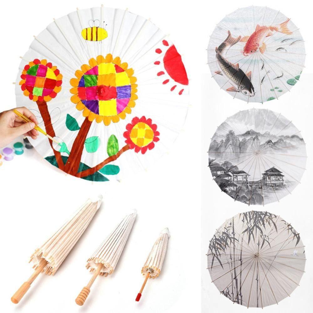 20/30/40/60 см Зонт из чистой бумаги Традиционный белый с длинной ручкой для детского праздника, свадьбы, дня рождения, DIY, товары для ручной росписи