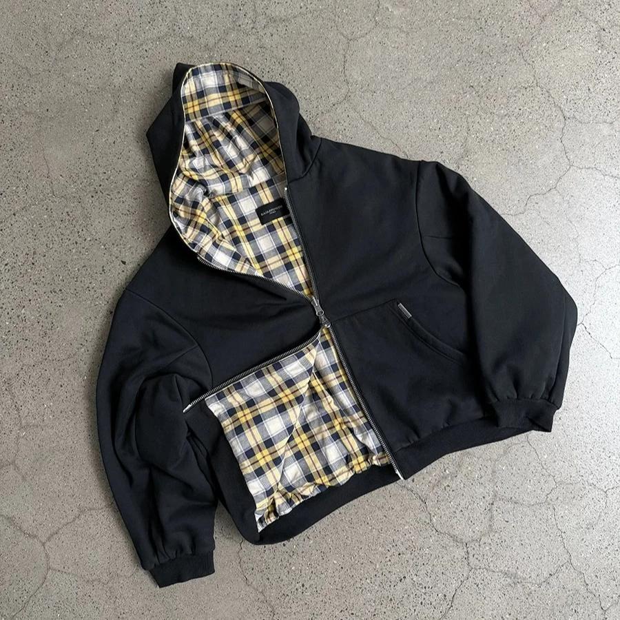 RogueWave Korean Dark Simple Wear On Both Sides Zip Up Sweatshirts New Popular Necessary Breathable Solid Long-Sleeves Aesthetic Clothes