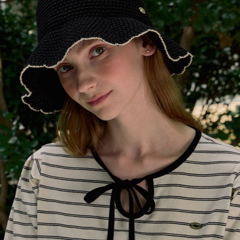 NONLOCAL Olivia Summer Knitted Bucket Hat - Black