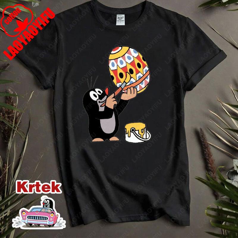 История Кротика Krtek Винтажный Мультфильм Аниме Футболка с Коротким Рукавом Мужская Женская Хлопок Круглый Вырез Повседневная Свободная Смешная Детская Модная Футболка