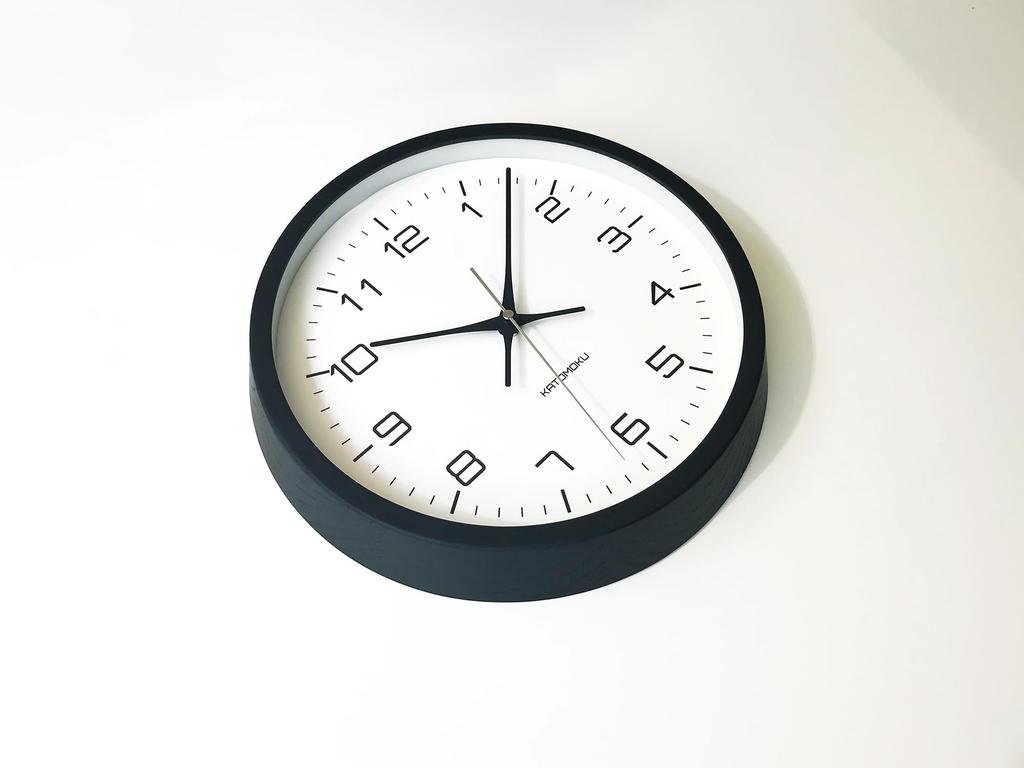 KATOMOKU Muku Clock 11 Black Wall Clock with Continuous Second Diameter km-94BK Hand, 30.6cm (quartz Clock)