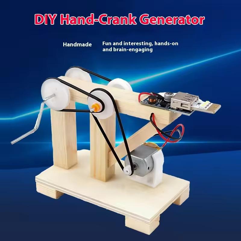 Модель генератора с ручным приводом «Сделай сам» Детский набор для обучения физике Деревянный образовательный набор для научных экспериментов STEAM Школа