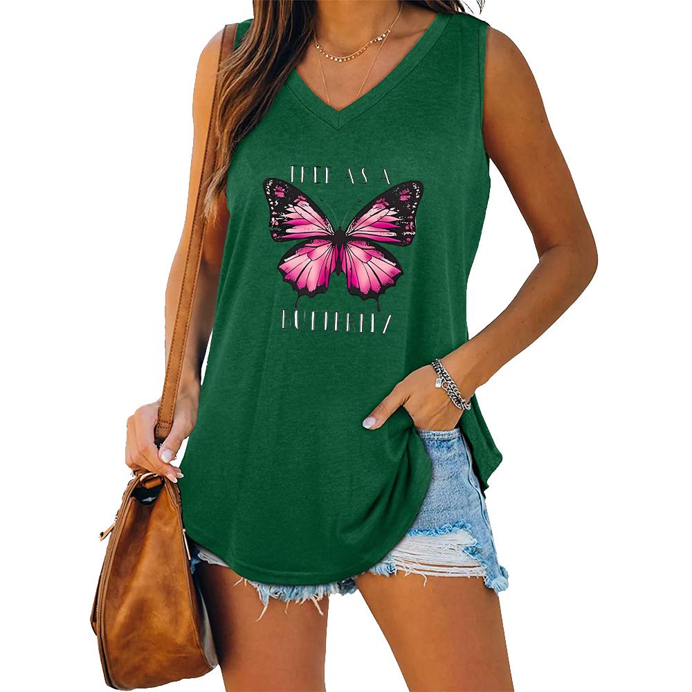 Летняя мода майка женская с V-образным вырезом женская повседневная футболка без рукавов