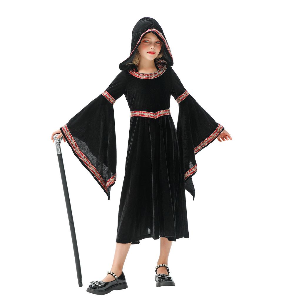 Halloween Children's Costume Vintage Court Children's Costume Witch Little Red Riding Hood Medieval Renaissance Dress